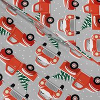 Vintage Christmas Trucks / Light Grey