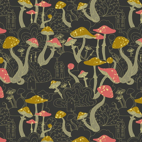 Magic Mushroom Forest Pattern, Fantasy Wallpaper, Ladies shirt, woman shirt, home decoration, home deco