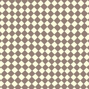 hand drawn diagonal checkered - taupe and cream - "small"