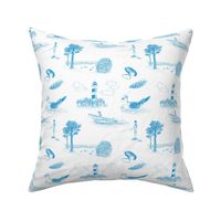 Seaside Town Toile (White and Blue)