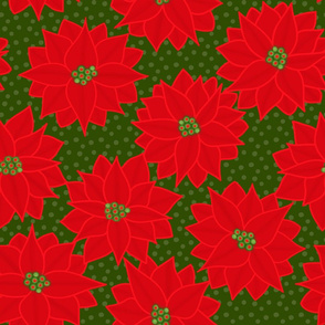 Christmas Poinsettia on Green