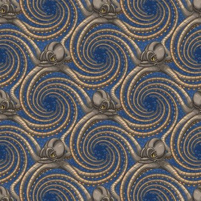 ★ KRAKEN ' ROLL ★ Navy Blue - Tiny Scale / Collection : Kraken ' Roll – Steampunk Octopus Print