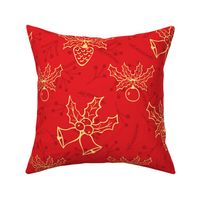 Winter Flora Red Christmas Pattern