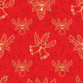 Winter Flora Red Christmas Pattern
