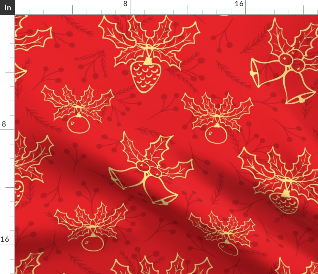 Winter Flora Red Christmas Pattern