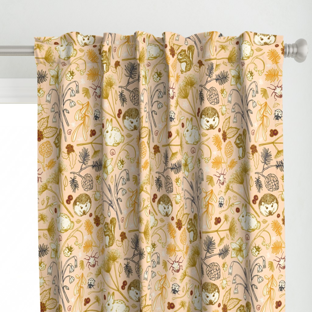 Winter Woodland Creatures on Blush - large