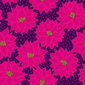 Hot Pink Florals - Poinsettia on Purple