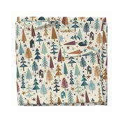 Fir Trees - Teal, Brown