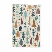 Fir Trees - Teal, Brown