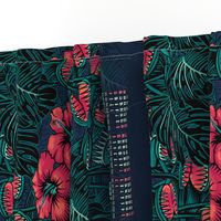 ★ 2021 : THE LAW OF THE JUNGLE ★ Tropical Tea Towel Calendar - Venus Fly Trap, Hibiscus and Monstera - Pink + Teal // Collection : It’s a Jungle Out There – Savage Hawaiian Prints *** Please read the "Comments" section before ordering fabric ;-)