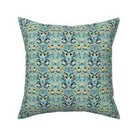 Scandinavian Floral Birds - Yellow Cyan