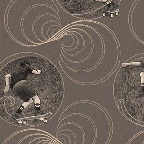 ★ SKATER, DON’T GO STRAIGHT! ★ Taupe Gray, Large Scale / Collection : Skateboard Tricks – Urban Prints