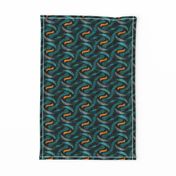 ★ SPRINGING UP ★ Teal + Yellow - Medium Scale / Collection African Batik - Wax Inspired Prints