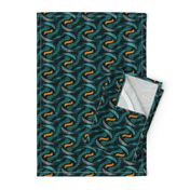 ★ SPRINGING UP ★ Teal + Yellow - Medium Scale / Collection African Batik - Wax Inspired Prints