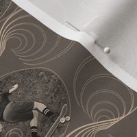 ★ SKATER, DON’T GO STRAIGHT! ★ Taupe Gray, Small Scale / Collection : Skateboard Tricks – Urban Prints