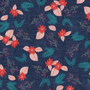 Winter Holiday  Floral Cloth