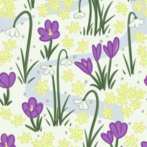 Snowdrop, Crocus, and Winter Jasmine