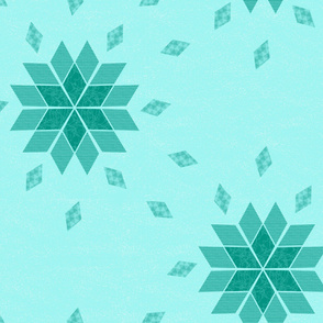 Repeating Cheater Quilt Ice Green Snowflake