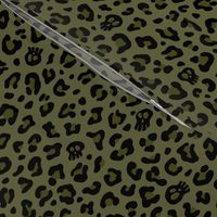 ★ SKULLS x LEOPARD ★ Camo Olive Green - Medium-Small Scale / Collection : Leopard Spots variations – Punk Rock Animal Prints 3