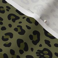 ★ SKULLS x LEOPARD ★ Camo Olive Green - Medium-Small Scale / Collection : Leopard Spots variations – Punk Rock Animal Prints 3