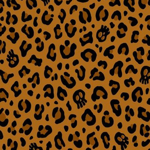 ★ SKULLS x LEOPARD ★ Yellow Ochre - Medium-Small Scale / Collection : Leopard Spots variations – Punk Rock Animal Prints 3