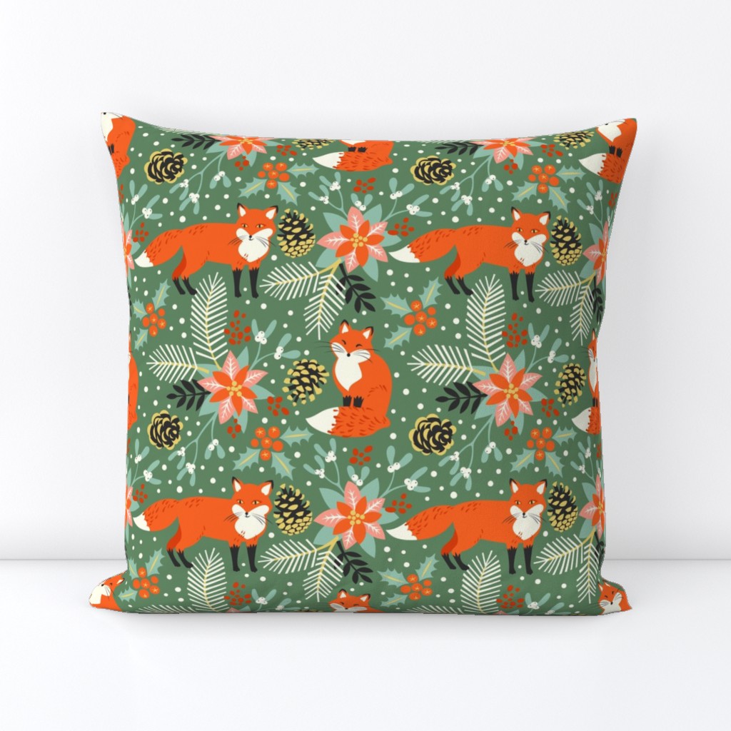 Foxes in Christmas flora