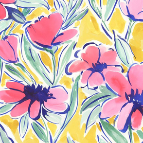 painterly floral pink large scale