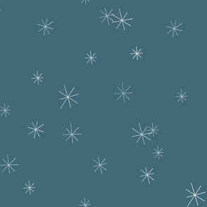 Winter Flora Coordinate - Simple Snowflakes on Blue