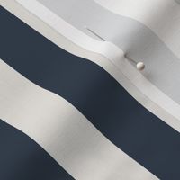 One Inch Naval Blue and Snowbound Vertical Stripes