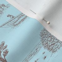 Seaside Town Toile (Light Blue and Brown)