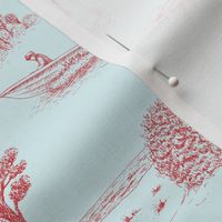 Seaside Town Toile (Light Blue and Red)