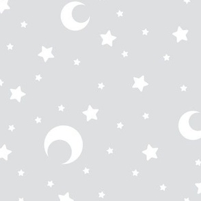 Grey Moon and Stars
