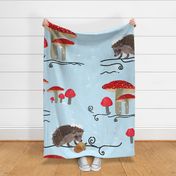 Winter-fauna-with-hedgehog-and-mushroom-pattern