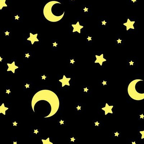 Black and Yellow Moon and Stars