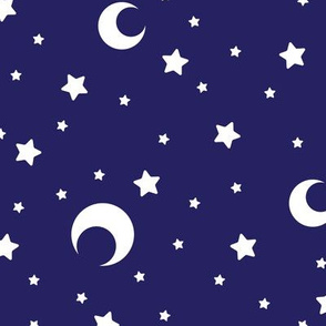 Dark Blue Moon and Stars