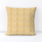 Scandinavian Floral Birds - Yellow Gray