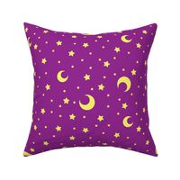 Dark Purple and Yellow Moons and Stars