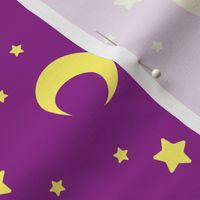 Dark Purple and Yellow Moons and Stars