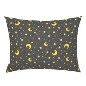 Dark Grey and Yellow Moons and Stars