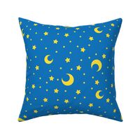 Medium Blue and Yellow Moons and Stars