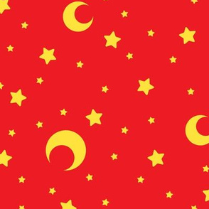 Red and Yellow Moons and Stars