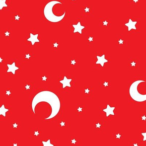Red and White Moons and Stars
