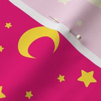 Dark Pink and Yellow Moons and Stars