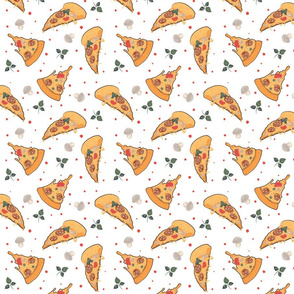 Fun Pizza Slices Comic Food Pattern , Food Pattern, Funny Pattern, Pizza Art
