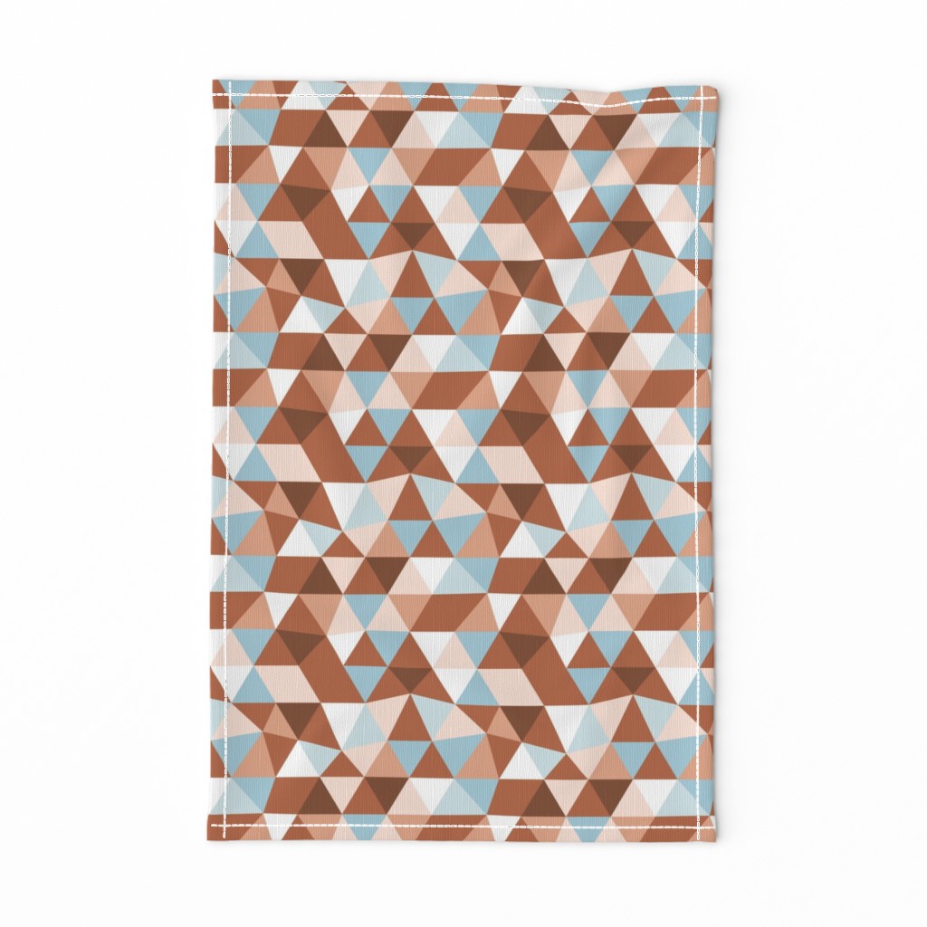 Modern geometric triangle pattern copper rust blue