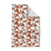 Modern geometric triangle pattern copper rust blue