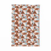 Modern geometric triangle pattern copper rust blue