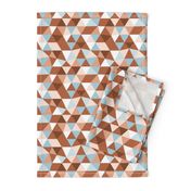 Modern geometric triangle pattern copper rust blue