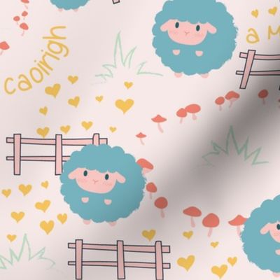 Cute sheep Kids Soft Art Nursery Kids Pattern, Bright color Kids Pattern