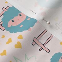 Cute sheep Kids Soft Art Nursery Kids Pattern, Bright color Kids Pattern